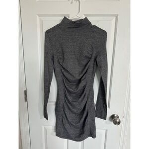 EXPRESS Grey Heathered Mock Neck Ruched Bodycon Dress Size S